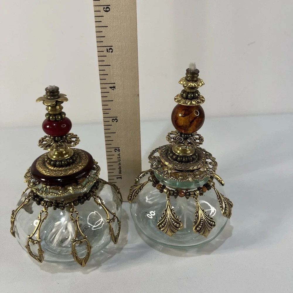 Vtg Vidreco Glass and Brass Oil‎ Lantern La Mediterranea Spain Ornate Decor